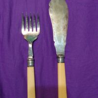 Посребрени   нож и вилица  за риба, снимка 1 - Антикварни и старинни предмети - 45375360