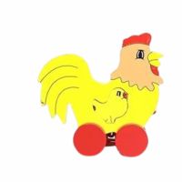 Играчка Кокошка с пиле, За дърпане,  Дървено, 12х12 см, снимка 2 - Дрънкалки и чесалки - 45287986