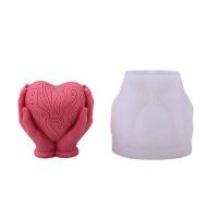 3D голямо сърце с ръце Силиконов молд форма за свещи сапун фондан , снимка 5 - Форми - 45650419
