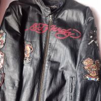 Ed Hardy motto biker leather jacket M, снимка 4 - Сака - 45323618