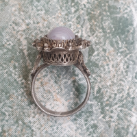 Стар сребърен пръстен с Ахат, снимка 2 - Пръстени - 44973818