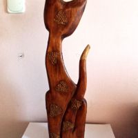 Страхотна Голяма Стара Дървена Фигура-Котка, снимка 7 - Декорация за дома - 45115935