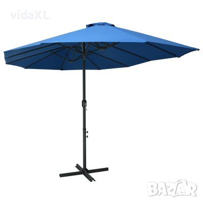 vidaXL Градински чадър с алуминиев прът, 460x270 см, син(SKU:47303, снимка 1