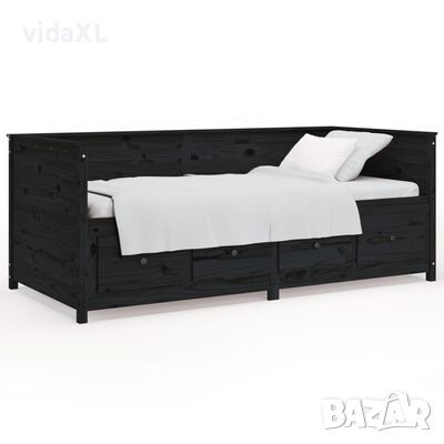 vidaXL Дневно легло, черно, 100x200 см, борово дърво масив（SKU:820900, снимка 1