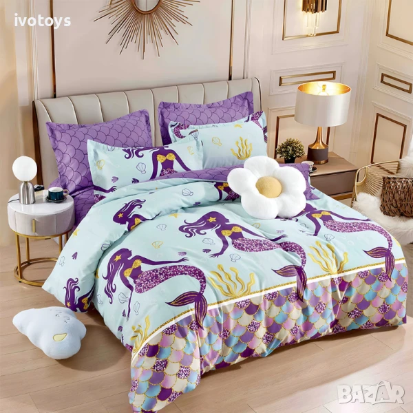 Двулицево спално бельо с ластик, 6 части - Модел WS17323, снимка 1