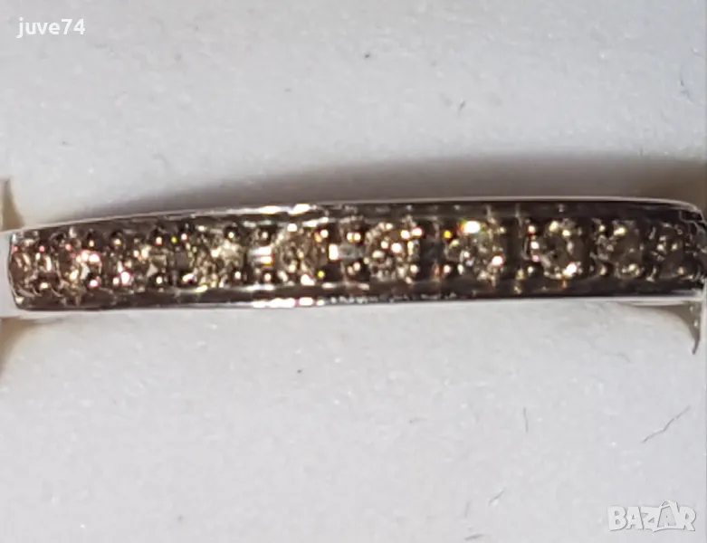 СРЕБЪРЕН ПРЪСТЕН С ДИАМАНТИ ЦВЯТ ШАПАНСКО (АФРИКА), снимка 1