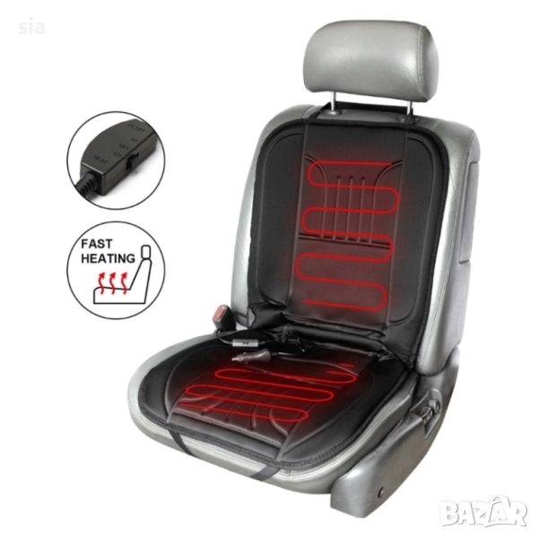 Калъф за седалка с нагряване, Подложка за кола с подгрев, 95см х 46см,  60W, снимка 1