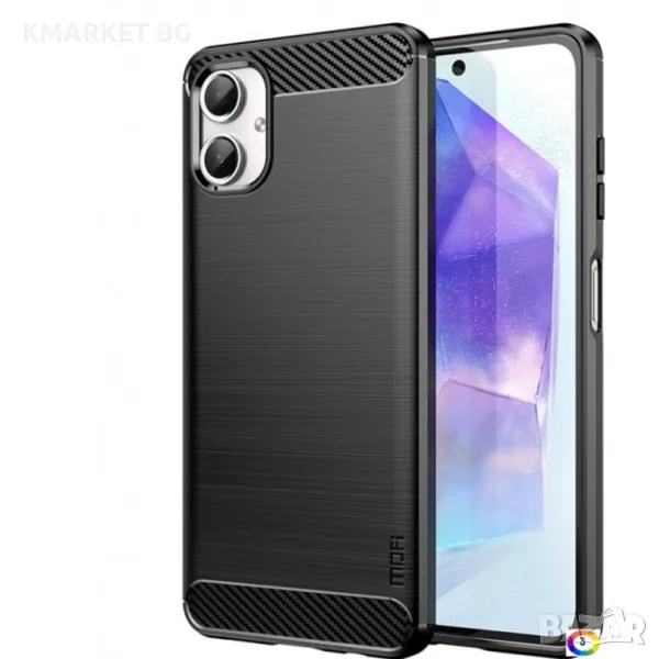 Samsung Galaxy A06 MOFI Удароустойчив Carbon Fiber Калъф и Протектор, снимка 1