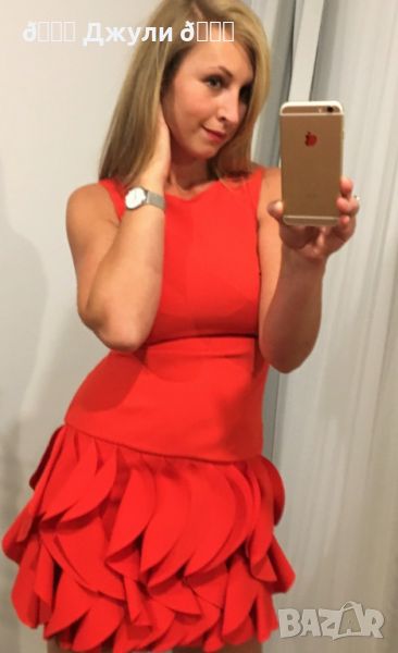 Ефектна червена рокля, снимка 1