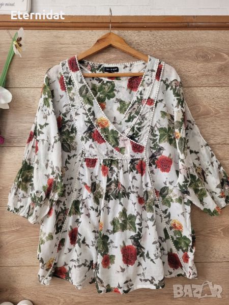 Памучна блуза на цветя ХЛ/ххл , снимка 1