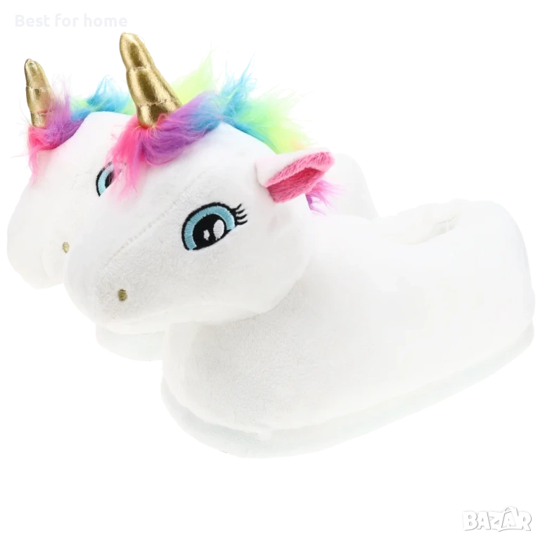 Плюшени домашни пантофи "Еднорог" (Размер 38-40), снимка 1