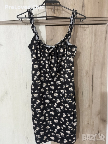 Черна рокля с цветя от shein , снимка 1