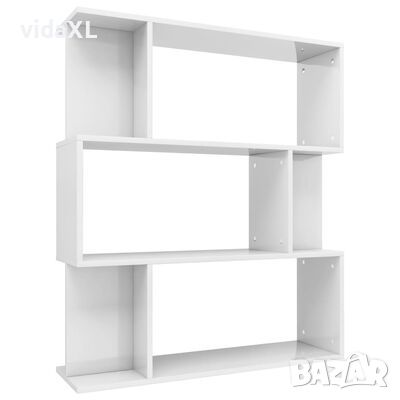 vidaXL Библиотека/разделител за стая, бял гланц, 80x24x96 см（SKU:800087, снимка 1
