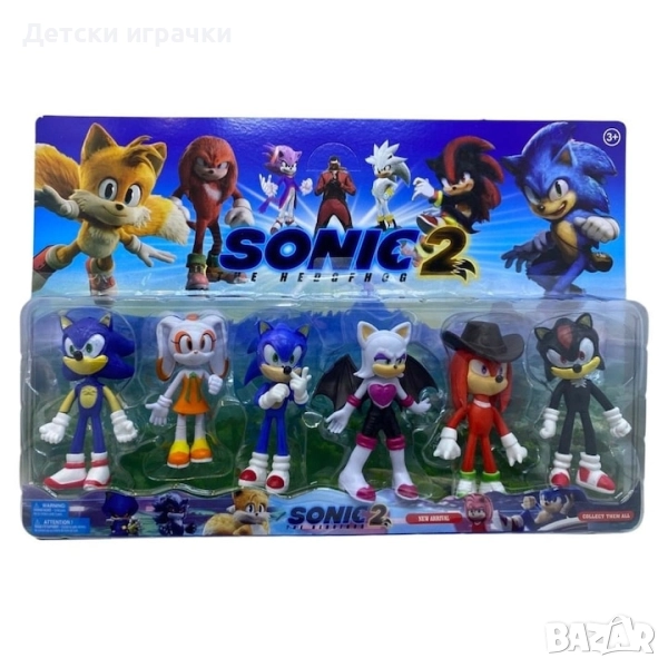 Фигури Sonic, герои Соник таралежа, 6 броя, снимка 1