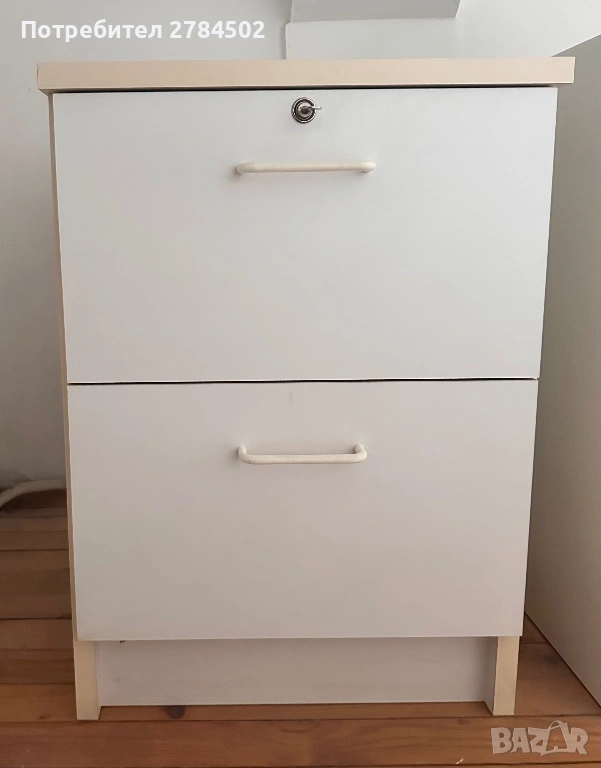Бяло шкафче с две чекмеджета - 53х46х74 см, снимка 1