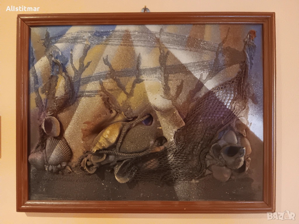 Картина с рапани и морски декор, снимка 1