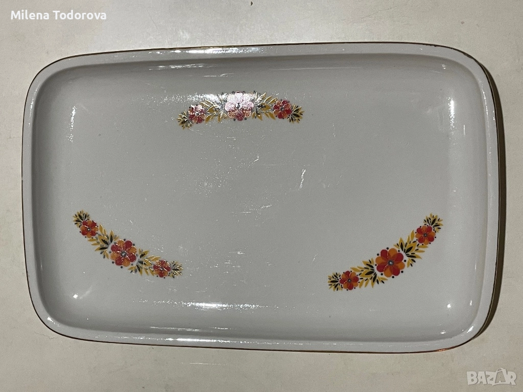  Голямо правоъгълно порцеланово плато с маркировка, снимка 1