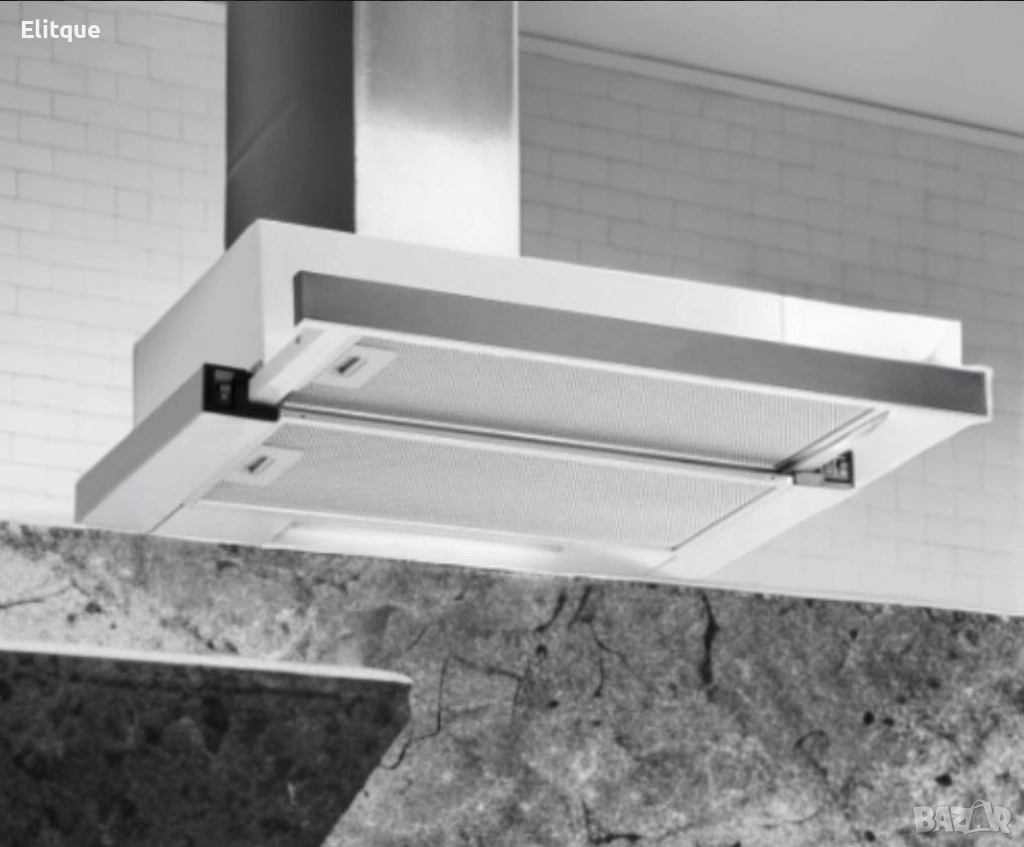 Аспиратор, 60см., 2 мотора, 2х95W, за вграждане, Бял, снимка 1