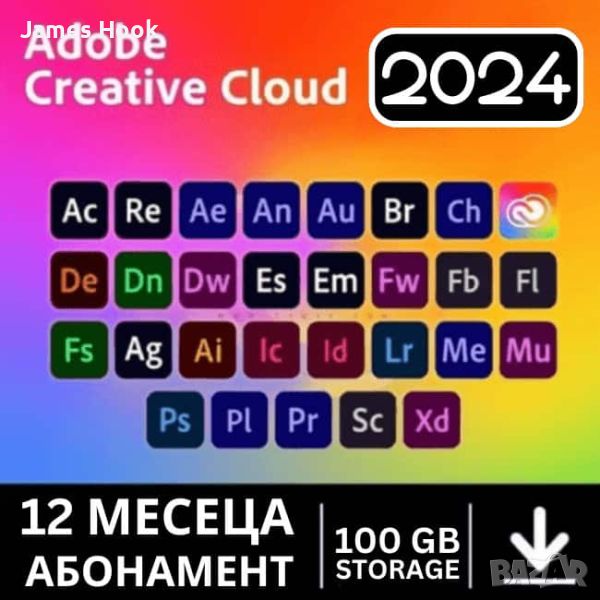 Adobe Creative Cloud 2024 12 месеца абонамент за Windows или Mac, снимка 1