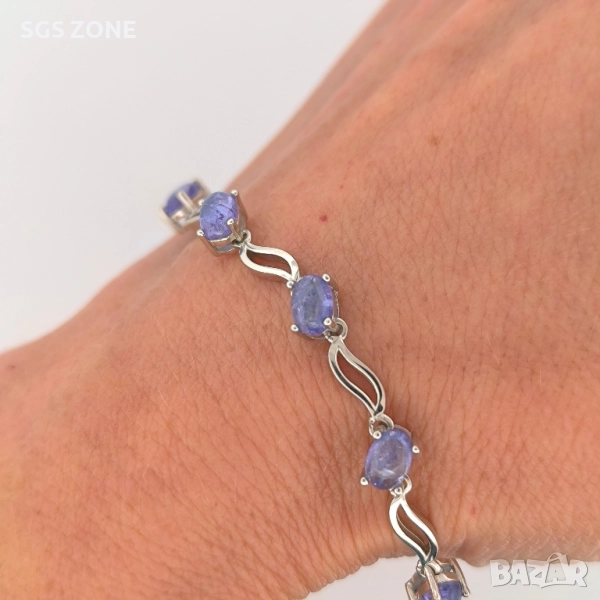 СРЕБЪРНА ГРИВНА С ТАНЗАНИТ, снимка 1