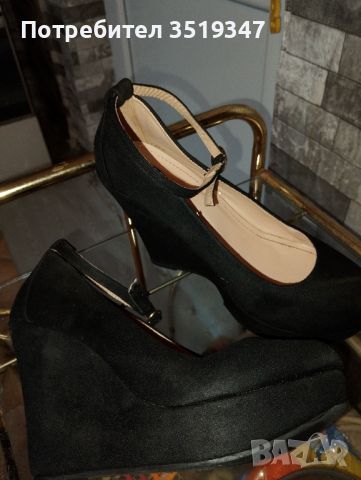 Черни Велурени обувки , снимка 7 - Дамски обувки на ток - 45825694