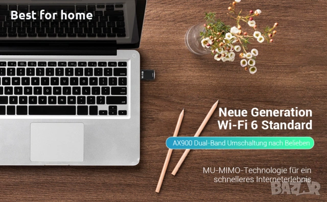 AX900 USB WLAN адаптер за компютър - двубандов 2.4GHz/5GHz с вграден драйвер, снимка 7 - USB Flash памети - 53772271