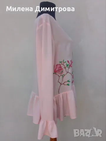 Ефирна блуза с ръчно рисувана Магнолия, снимка 5 - Ризи - 50078247