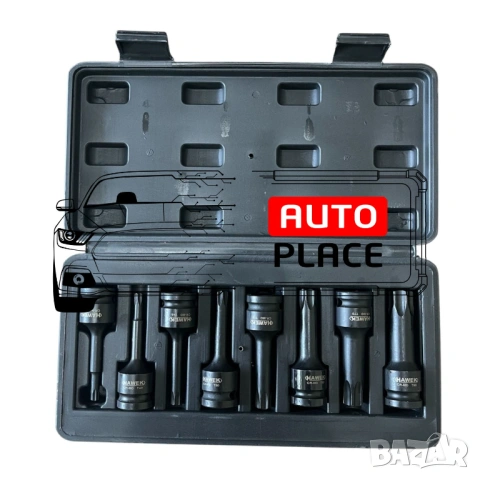 Комплект ударни битове 1/2 – торкс 10 части HAWEK, снимка 4 - Други инструменти - 53896880