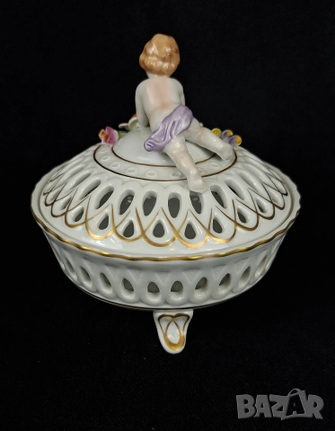 Ажурна бонбониера с капак - PMP, Германия, снимка 4 - Декорация за дома - 52612532
