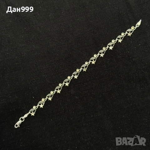 Красива сребърна гривна с камъчета , снимка 3 - Гривни - 53973015