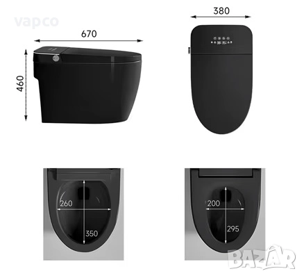 Мултифункционална черна смарт тоалетна с биде, подгрев, сушене, масаж, снимка 6 - Други - 52467467