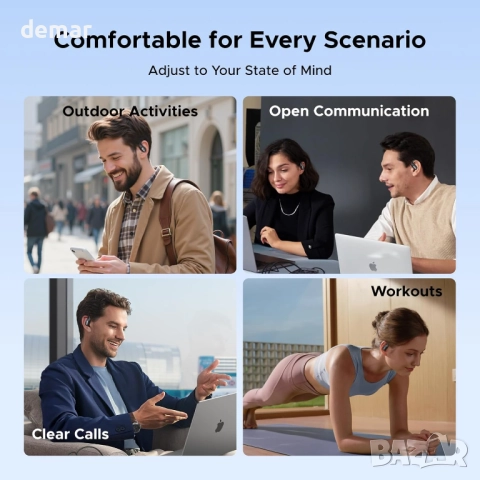 Безжични слушалки UGREEN с отворени уши, Bluetooth 6.0, ясни разговори с 4 микрофона и шумопотискане, снимка 12 - Безжични слушалки - 52129734