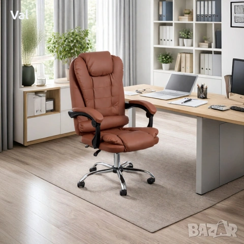 Ергономичен офис стол с лумбална опора от еко кожа – комфорт за дълги часове без болки, снимка 6 - Столове за офис - 53227026