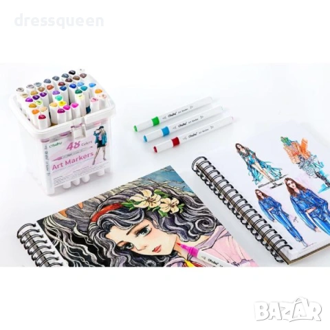 4724 Комплект професионални маркер-писалки с двоен връх и луксозна PVC кутия за организиране, снимка 8 - Рисуване и оцветяване - 53778405