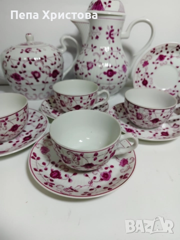 Сервиз за чай от фин порцелан August Warnecke, снимка 6 - Сервизи - 52655241