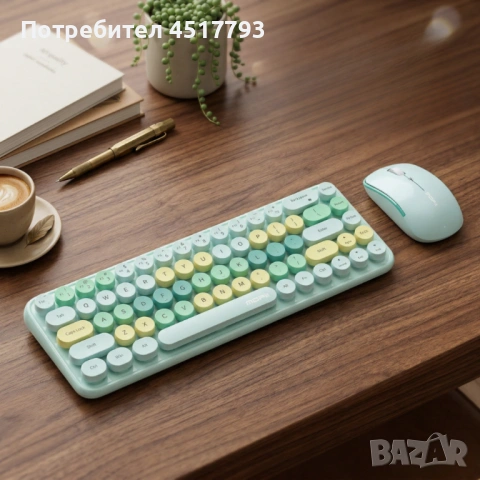Комплект безжична клавиатура и мишка MOFII Bean, 2.4G - ергономичен дизайн и компактни размери