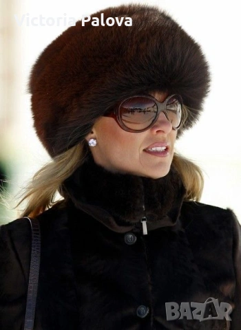 Луксозна норкова шапка PILLBOX  Италия, снимка 17 - Шапки - 52673151