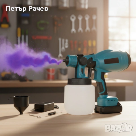Акумулаторен и безжичен пистолет за боядисване с 2 батерии 21V, снимка 3 - Бояджийски услуги - 53984731