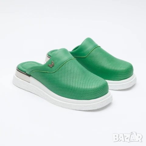 🥁 Намаление - Зелени анатомични чехли от естествена кожа | Марка Tuasolea, снимка 1