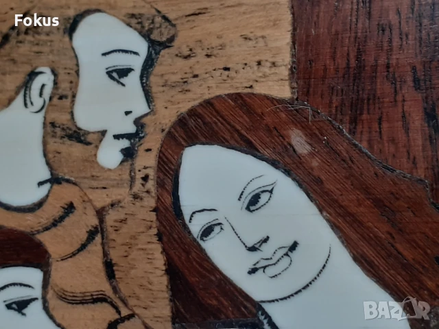 Тайната вечеря уникална стара икона ситарзии от дърво и кост, снимка 3 - Антикварни и старинни предмети - 50839959