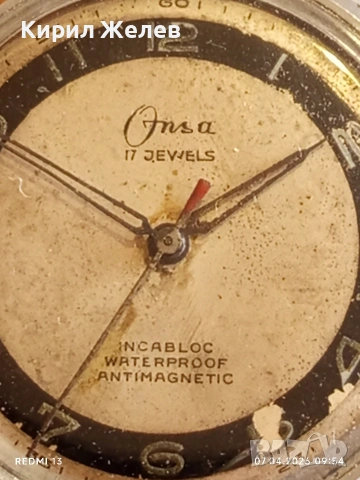 Стар механичен часовник ONSA ANTI-MAGNETIC SWISS рядък за КОЛЕКЦИЯ 54319, снимка 3 - Антикварни и старинни предмети - 54118474