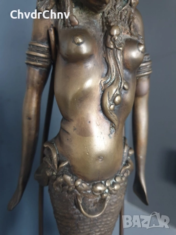46см-5кг статуетка/бронзова скулптура/стара фигура на русалка/риба кай, снимка 7 - Статуетки - 52469620