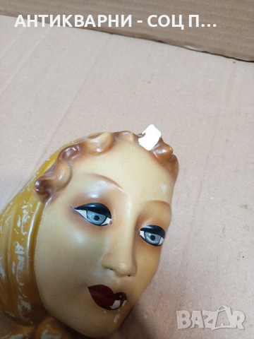 Стара Гипсова Фигура Лице На Жена С Цветна Забрадка. НОМЕР 1667., снимка 9 - Антикварни и старинни предмети - 53759414