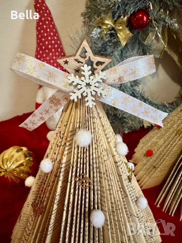 Уникална ръчно изработена сгъваема коледна елха | Рециклирани мат, снимка 4 - Други - 52443326