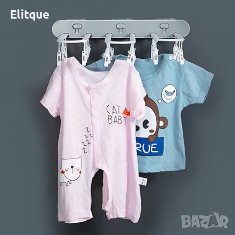 Самозалепваща се сгъваема стойка за сушене на дрехи с 24 щипки , снимка 10 - Други стоки за дома - 52924809