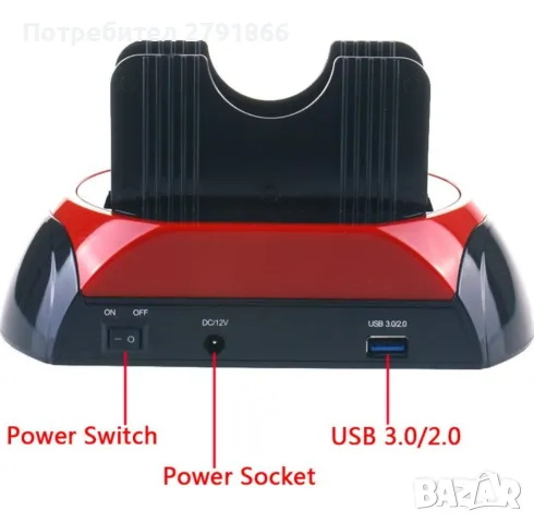 USB 3.0 към SATA Dual Bay външна докинг станция за твърд диск с функция за офлайн клониране и четец , снимка 7 - Твърди дискове - 48776629