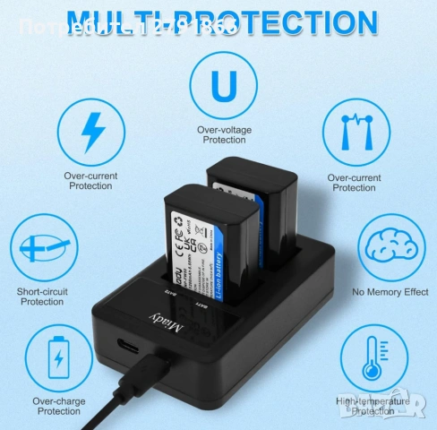 Miady Комплект 2 резервни батерии и зарядно устройство за Sony NP-FW50 батерии за фотоапарати Sony, снимка 2 - Батерии, зарядни - 54165804