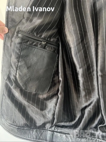Мъжко кожено черно яке - 100% естествена кожа, М, снимка 7 - Якета - 53404546