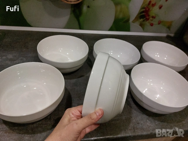 9 евро, за 6 броя големи купи, вместимост по 1,200 литра, порцелан, с етикет , снимка 2 - Съдове за готвене - 53860960