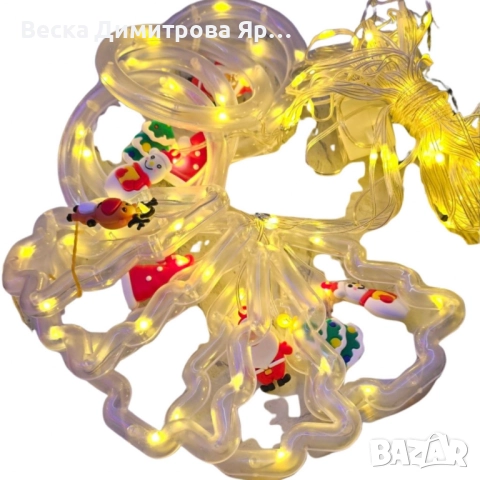 Светещ коледен гирлянд с рингове и малки коледни фигурки , снимка 7 - Декорация за дома - 52562027